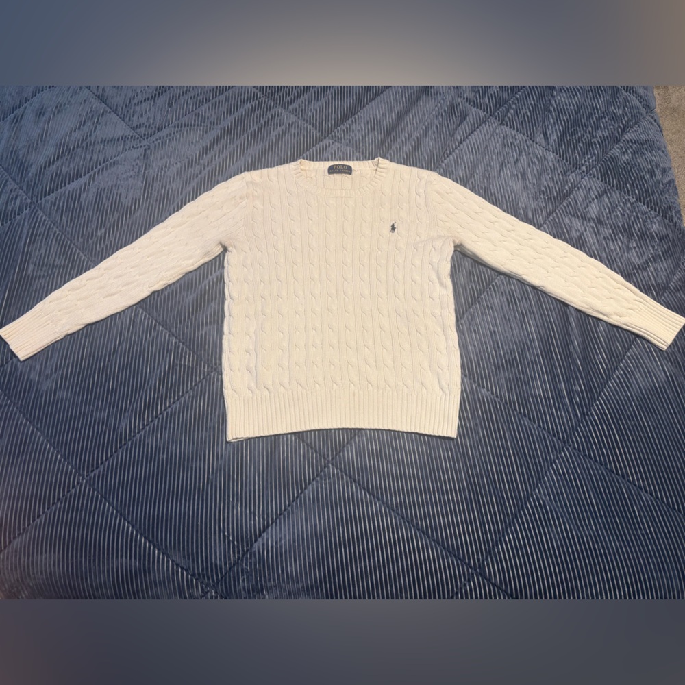Polo Ralph Lauren Men's White Cable Knit Sweater